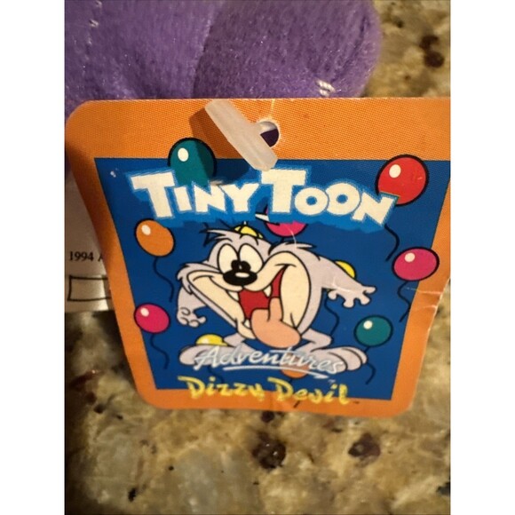 Vintage Tiny Toon Adventures Dizzy Devil Stuffed Plush Warner Bros 1990 Ace - Picture 3 of 9